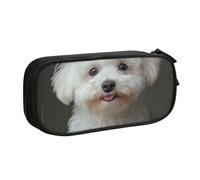 HEBSDFG Bichon Frise Dog Print Cute Pencil Case Pouch for Boys Girls - Black High Capacity Travel Pen Bag Organizer Makeup Bag for Student School College Office