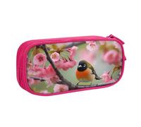 HEBSDFG Bird in Peach Tree Print Cute Pencil Case Pouch for Boys Girls - Pink High Capacity Travel Pen Bag Organizer Makeup Bag for Student School College Office