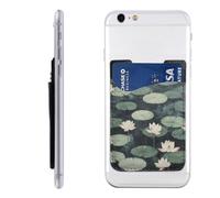 HEBSDFG Black Lily Pads Printed Phone Card Holder Wallet, 3M Adhesive Stick on Phone Wallet Case for iPhone and Android