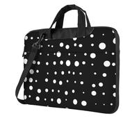 HEBSDFG Black & White Big Dot Print Laptop Bag 13 inch, Shockproof Computer Bags with Anti-Static Lining, Convertible Shoulder/Crossbody Carry for Office, School, Travel