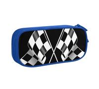 HEBSDFG Black White Formula Checkered Flags Pattern Print Cute Pencil Case Pouch for Boys Girls, Blue High Capacity Travel Pen Bag Organizer Makeup Bag for Student School College Office