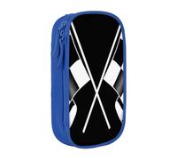 HEBSDFG Black White Formula Checkered Flags Pattern Print Pencil Case, Blue High-Capacity Pen Pencil Pouch Stationery Organizer with Pen Slots & Pouches for School Travel Makeup