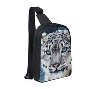 HEBSDFG Blue eyed snow leopard Pattern Crossbody Shoulder Sling Pack Water-Resistant Messenger Chest Bag Zipper Sling Bag for School, Travel & Work
