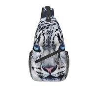 HEBSDFG Blue eyed snow leopard Pattern Sling Backpack Funny Messenger Chest Bag Zipper Sling Bag for School, Travel & Work