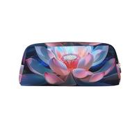 HEBSDFG Blue fire and Flower Printed Pencil Case with Gold Zipper, Crosshatch Leather Makeup Bag, Pen Pouch Organiser for School, Office & Travel