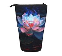 HEBSDFG Blue fire and Flower Prints Retractable Pencil Case & Cosmetic Pouch, Zippered Stationery Bag Pen Box for School Office Travel