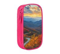 HEBSDFG Blue Ridge Parkway Mountains Print Pencil Case, Pink High-Capacity Pen Pencil Pouch Stationery Organizer with Pen Slots & Pouches for School Travel Makeup