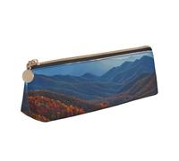 HEBSDFG Blue Ridge Parkway Mountains Prints Triangle Pencil Case & Cosmetic Pouch, PVC Leather Zippered Organiser for School Office Travel Stylish Gifting
