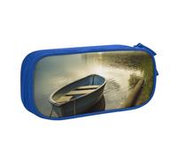 HEBSDFG Boat at Lake Shore Print Cute Pencil Case Pouch for Boys Girls - Blue High Capacity Travel Pen Bag Organizer Makeup Bag for Student School College Office