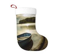 HEBSDFG Boat at Lake Shore Printed Christmas Stockings 1-Pcs Xmas Stockings for Christmas Decoration Holiday Party New Year