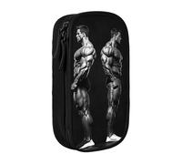HEBSDFG Bodybuilding Evolution Print Pencil Case, Black High-Capacity Pen Pencil Pouch Stationery Organizer with Pen Slots & Pouches for School Travel Makeup
