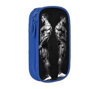 HEBSDFG Bodybuilding Evolution Print Pencil Case, Blue High-Capacity Pen Pencil Pouch Stationery Organizer with Pen Slots & Pouches for School Travel Makeup