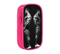 HEBSDFG Bodybuilding Evolution Print Pencil Case, Pink High-Capacity Pen Pencil Pouch Stationery Organizer with Pen Slots & Pouches for School Travel Makeup