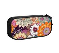 HEBSDFG Bohemian Colored Flower Print Cute Pencil Case Pouch for Boys Girls - Black High Capacity Travel Pen Bag Organizer Makeup Bag for Student School College Office