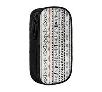 HEBSDFG Boho Triangle Stripes Print Pencil Case, Black High-Capacity Pen Pencil Pouch Stationery Organizer with Pen Slots & Pouches for School Travel Makeup
