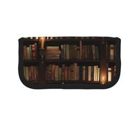 HEBSDFG Book Room Mysterious Library Prints Canvas Pencil Case Cosmetic Organiser Zipper Pen Pouch for School Travel Office & Gift-Giving