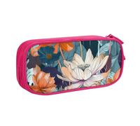 HEBSDFG Botanical Floral Print Cute Pencil Case Pouch for Boys Girls - Pink High Capacity Travel Pen Bag Organizer Makeup Bag for Student School College Office