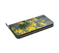 HEBSDFG Bouquet of Daffodils Printed Long Wallet for Men and Women PU Leather Hand Purse with Card Holder, Zipper Closure