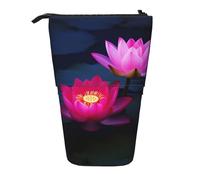 HEBSDFG Bright Pink Lotus Prints Retractable Pencil Case & Cosmetic Pouch, Zippered Stationery Bag Pen Box for School Office Travel