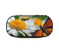 HEBSDFG Butterfly on Chrysanthemum Flower Prints Pencil Case Cute Stationery Case Organiser with Pen Slots for School Travel Office Gifts