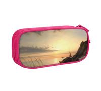 HEBSDFG Calm Coastal Scene Print Cute Pencil Case Pouch for Boys Girls - Pink High Capacity Travel Pen Bag Organizer Makeup Bag for Student School College Office