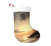 HEBSDFG Calm Coastal Scene Printed Christmas Stockings 1-Pcs Xmas Stockings for Christmas Decoration Holiday Party New Year