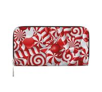 HEBSDFG Candy Canes Printed Long Wallet for Men and Women PU Leather Hand Purse with Card Holder, Zipper Closure