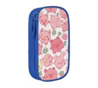 HEBSDFG Cartoon Cute Pigs Pattern Print Pencil Case, Blue High-Capacity Pen Pencil Pouch Stationery Organizer with Pen Slots & Pouches for School Travel Makeup