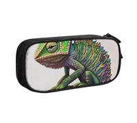HEBSDFG Chameleon Listen Music Print Print Cute Pencil Case Pouch for Boys Girls - Black High Capacity Travel Pen Bag Organizer Makeup Bag for Student School College Office