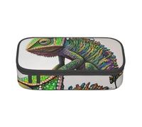 HEBSDFG Chameleon Listen Music Print Print Pencil Case Large Pen Bag Cute Compartment Desk Organizer Make up Bag for School, Office, Makeup, Travel