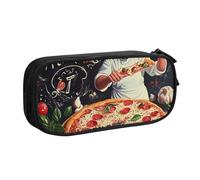 HEBSDFG Chef Pizza Print Cute Pencil Case Pouch for Boys Girls - Black High Capacity Travel Pen Bag Organizer Makeup Bag for Student School College Office