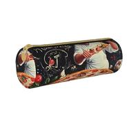 HEBSDFG Chef Pizza Prints Round Pencil Case & Cosmetic Pouch, PVC Leather Zippered Organiser for School Office Travel Stylish Gifting