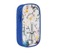 HEBSDFG Chemistry Print Print Pencil Case, Blue High-Capacity Pen Pencil Pouch Stationery Organizer with Pen Slots & Pouches for School Travel Makeup