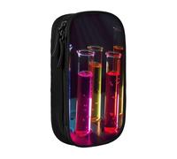 HEBSDFG Chemistry Test Tube Print Pencil Case, Black High-Capacity Pen Pencil Pouch Stationery Organizer with Pen Slots & Pouches for School Travel Makeup