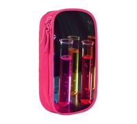 HEBSDFG Chemistry Test Tube Print Pencil Case, Pink High-Capacity Pen Pencil Pouch Stationery Organizer with Pen Slots & Pouches for School Travel Makeup