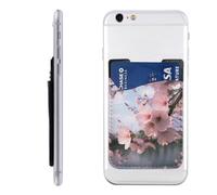 HEBSDFG Cherry Blossoms Printed Phone Card Holder Wallet, 3M Adhesive Stick on Phone Wallet Case for iPhone and Android