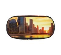 HEBSDFG Chicago Downtown Sunset Prints Pencil Case Cute Stationery Case Organiser with Pen Slots for School Travel Office Gifts