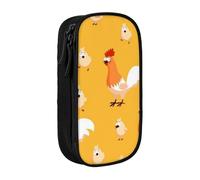 HEBSDFG Chicken Chick Print Pencil Case, Black High-Capacity Pen Pencil Pouch Stationery Organizer with Pen Slots & Pouches for School Travel Makeup
