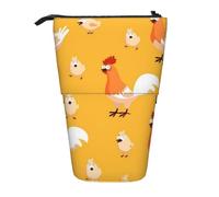 HEBSDFG Chicken Chick Prints Retractable Pencil Case & Cosmetic Pouch, Big Stationery Bag Pen Box for School Office Travel