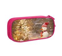HEBSDFG Christmas and Snowman Print Cute Pencil Case Pouch for Boys Girls - Pink High Capacity Travel Pen Bag Organizer Makeup Bag for Student School College Office