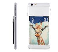 HEBSDFG Clever Giraffe Printed Phone Card Holder Wallet, 3M Adhesive Stick on Phone Wallet Case for iPhone and Android