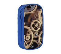 HEBSDFG Clock Gears Print Pencil Case, Blue High-Capacity Pen Pencil Pouch Stationery Organizer with Pen Slots & Pouches for School Travel Makeup