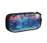 HEBSDFG Colored Space and Dolphin Print Cute Pencil Case Pouch for Boys Girls - Black High Capacity Travel Pen Bag Organizer Makeup Bag for Student School College Office