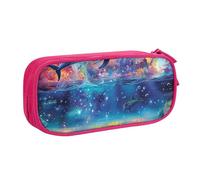 HEBSDFG Colored Space and Dolphin Print Cute Pencil Case Pouch for Boys Girls - Pink High Capacity Travel Pen Bag Organizer Makeup Bag for Student School College Office