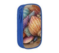 HEBSDFG Colorful Beach Shell Print Pencil Case, Blue High-Capacity Pen Pencil Pouch Stationery Organizer with Pen Slots & Pouches for School Travel Makeup