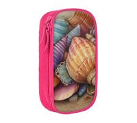HEBSDFG Colorful Beach Shell Print Pencil Case, Pink High-Capacity Pen Pencil Pouch Stationery Organizer with Pen Slots & Pouches for School Travel Makeup