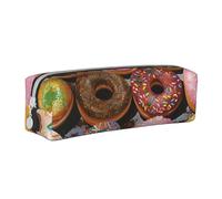 HEBSDFG Colorful Donuts Prints Leather Pencil Case & Cosmetic Pouch, Minimalist Zippered Organiser for School Office Travel Stylish Gifting