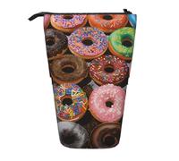 HEBSDFG Colorful Donuts Prints Retractable Pencil Case & Cosmetic Pouch, Zippered Stationery Bag Pen Box for School Office Travel