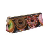 HEBSDFG Colorful Donuts Prints Triangle Pencil Case & Cosmetic Pouch, PVC Leather Zippered Organiser for School Office Travel Stylish Gifting