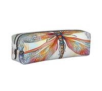 HEBSDFG Colorful Dragonfly Prints Leather Pencil Case & Cosmetic Pouch, Minimalist Zippered Organiser for School Office Travel Stylish Gifting